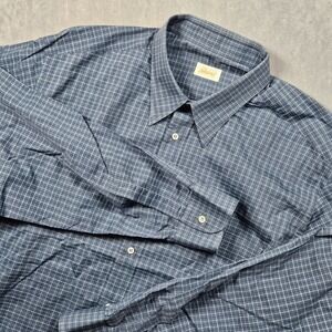 Brioni Shirt Mens VI (XL) Blue Plaid 100% Cotton Button Up Made In Italy